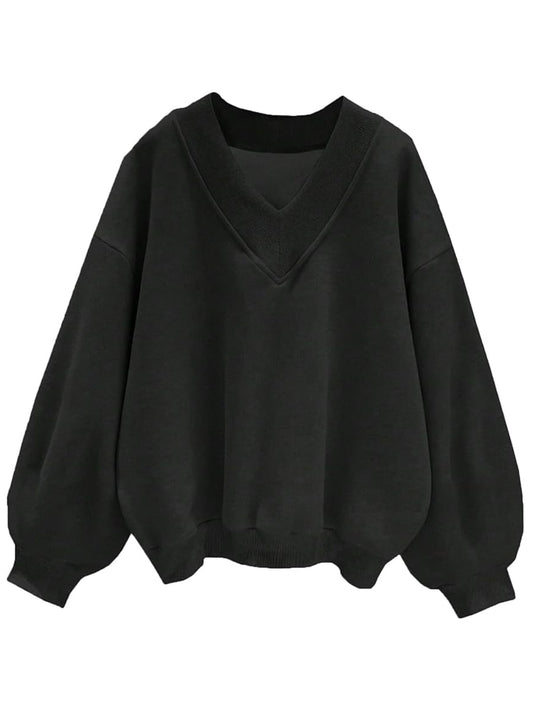Elegant V-Neck Oversized Pullover – Effortless Style Meets Ultimate Comfort