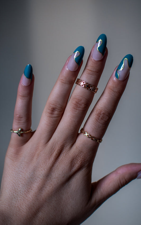 24pcs Long Oval Golden Edge