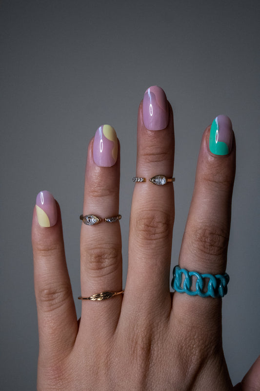 24pcs Colorblock Fake Nail