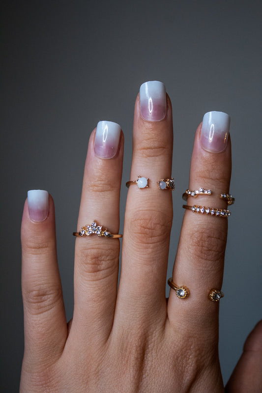 24pcs Square White French Gradient Press On Nails