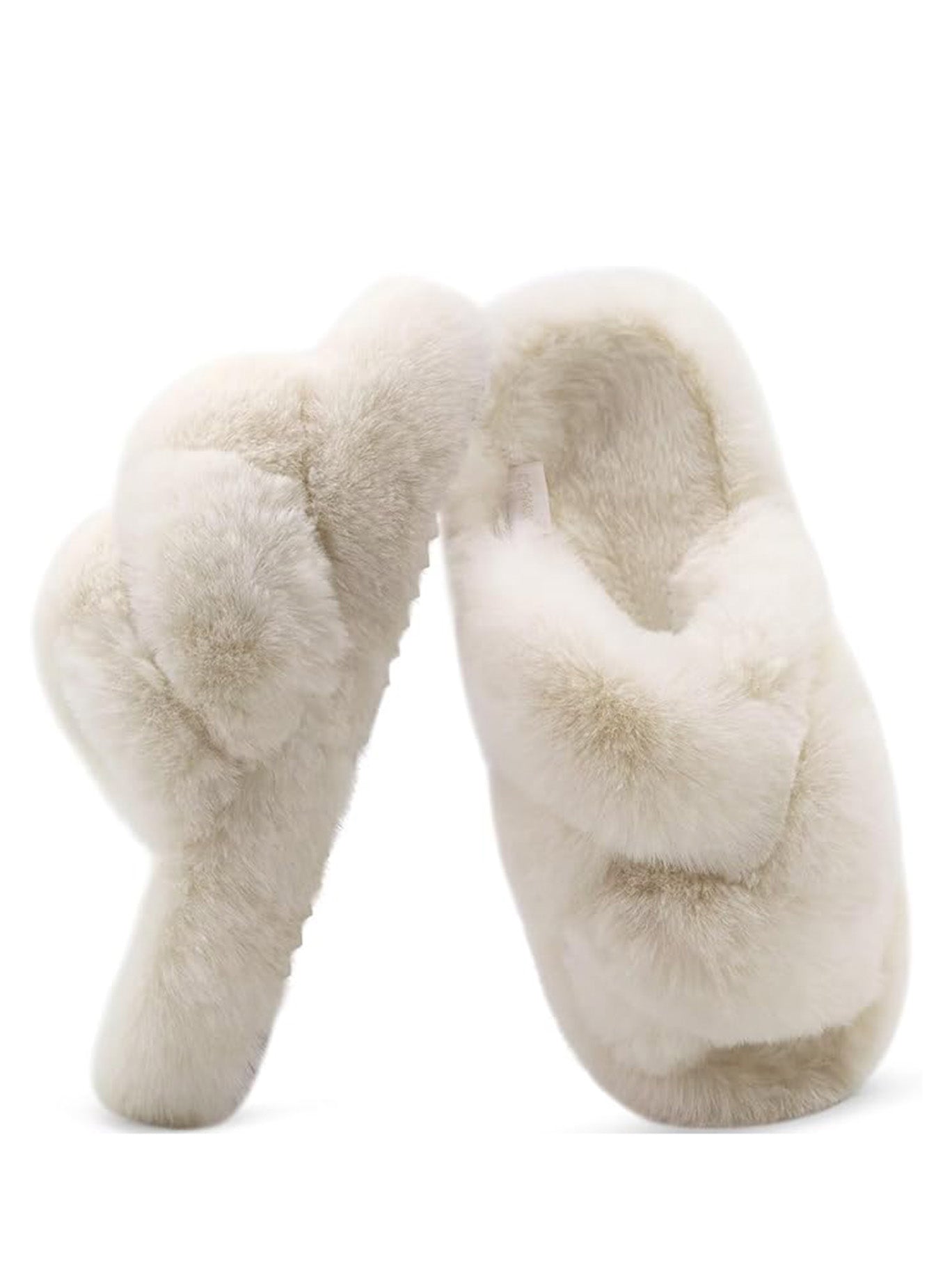 Plush Faux-Fur Platform Slides - Dotu