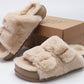 KuaiLu Women's Fluff Slippers Plantar Fasciitis Arch Support Platform Slippers Ladies Fashion Open Toe Faux Fur Sliders Womens House Slipper